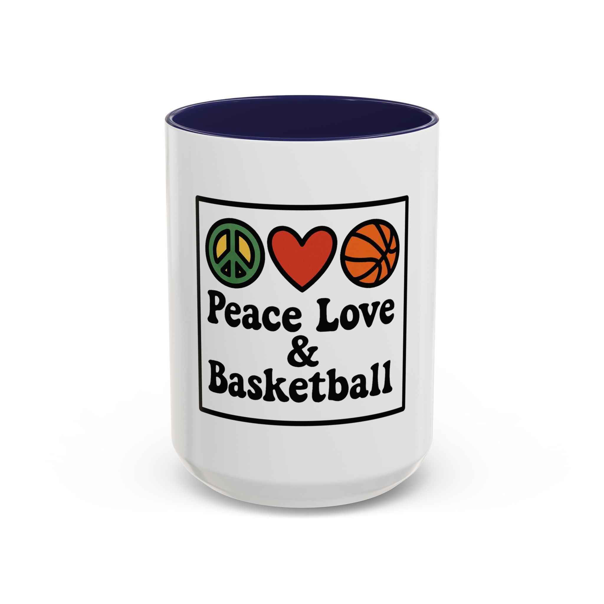 Accent Coffee Mug with Peace, Love & Basketball Design