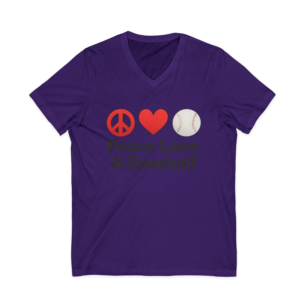 Peace Love & Baseball V-Neck Tee