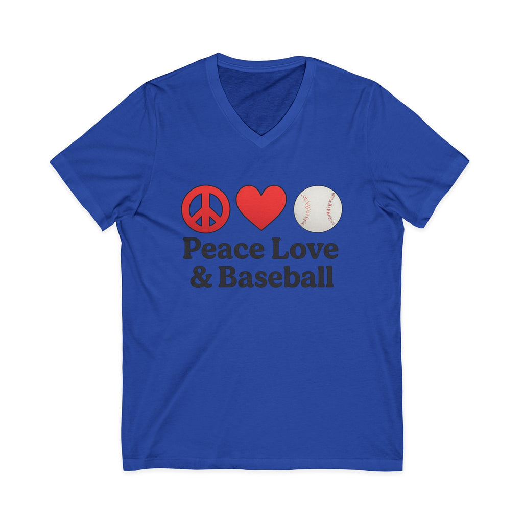 Peace Love & Baseball V-Neck Tee