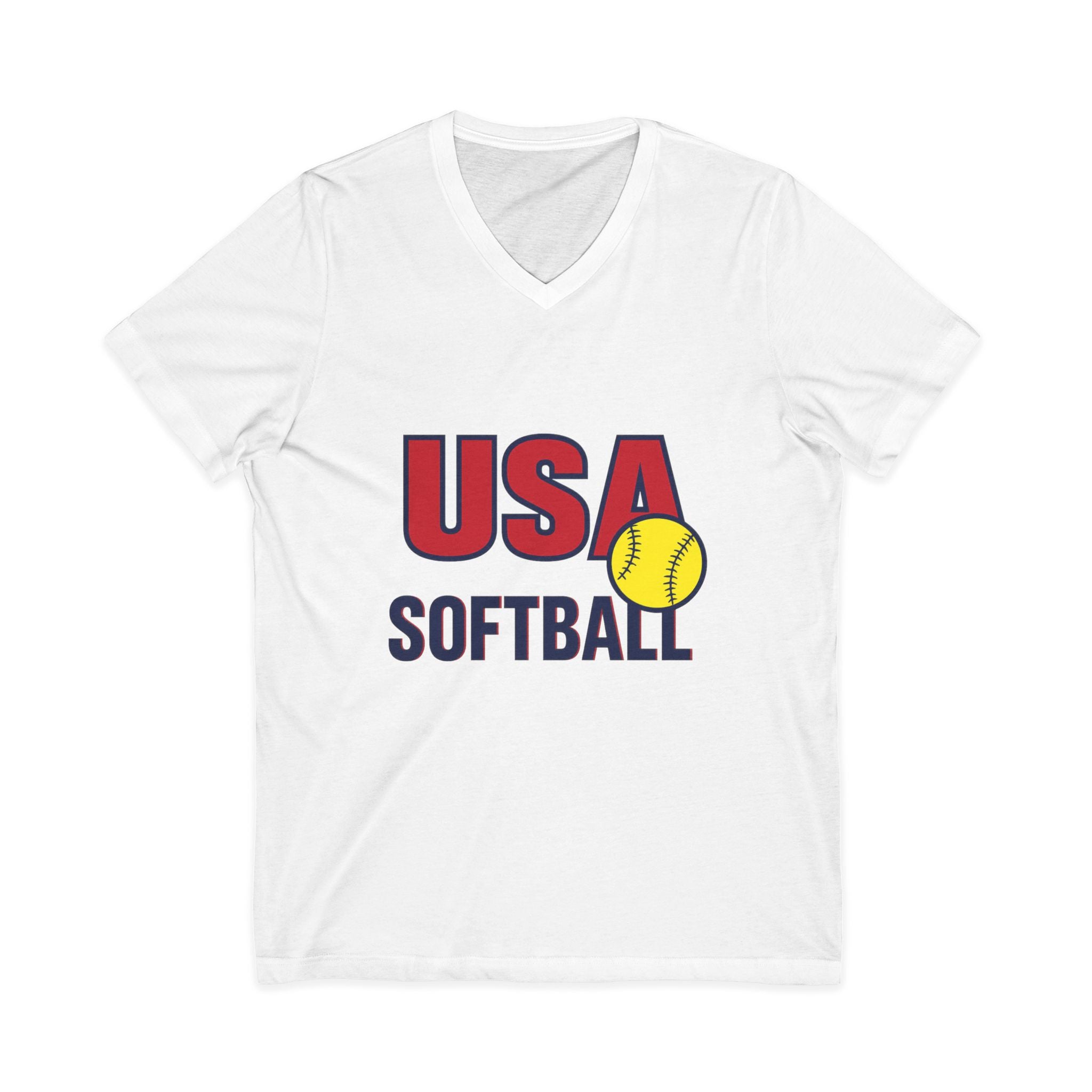 USA Softball V-Neck Tee for Sports Fans