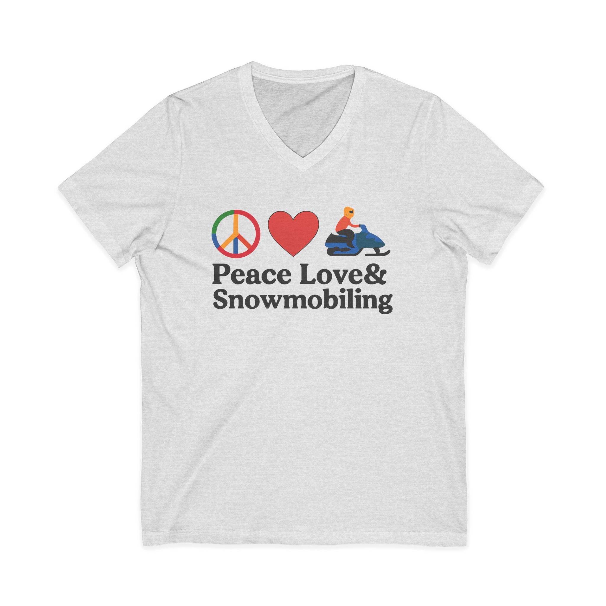 Peace, Love & Snowmobiling V-Neck Tee