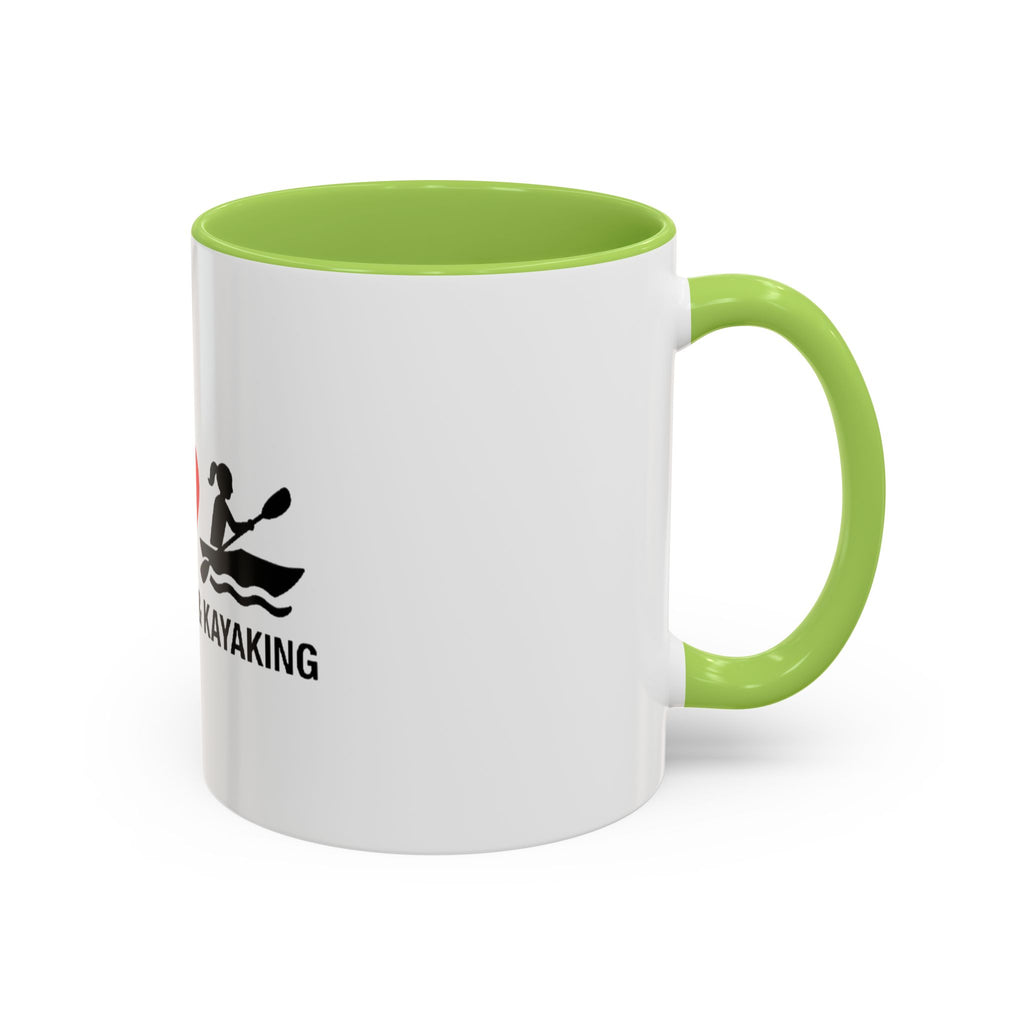 Peace Love & Kayaking Accent Coffee Mug — Kayaker Gift, 11/15oz