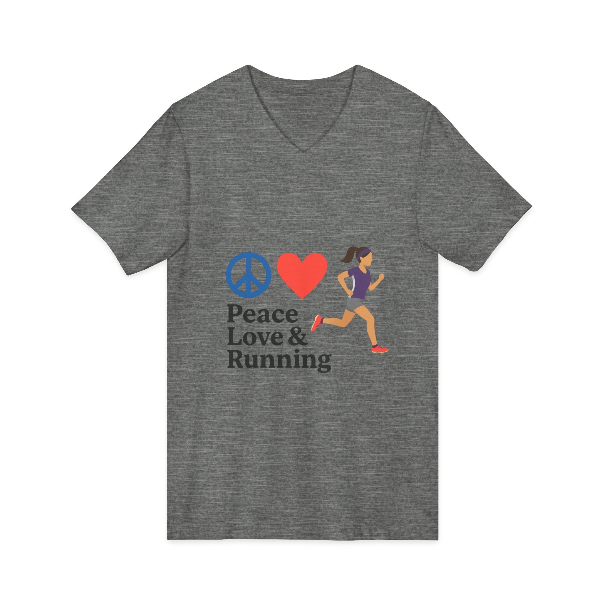 Peace Love & Running V-Neck Tee