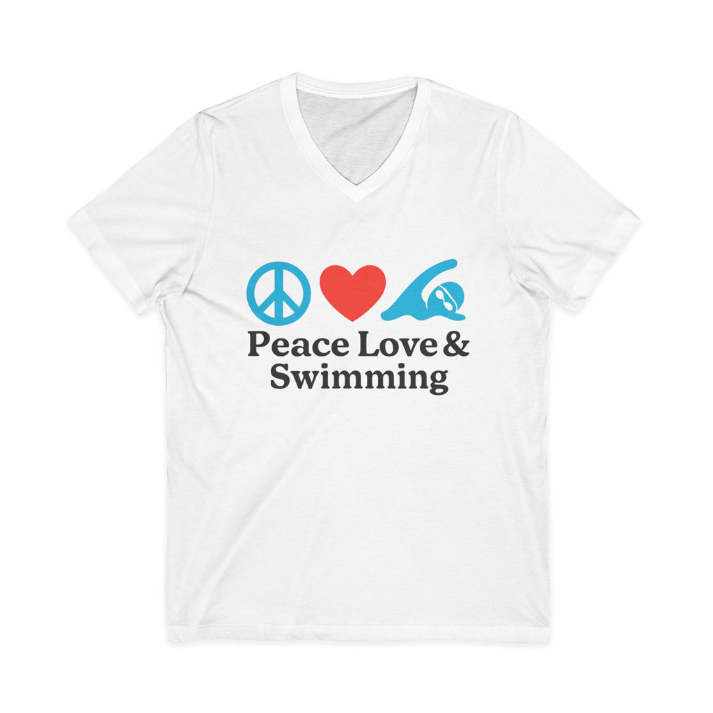 Peace Love & Swimming V-Neck Tee