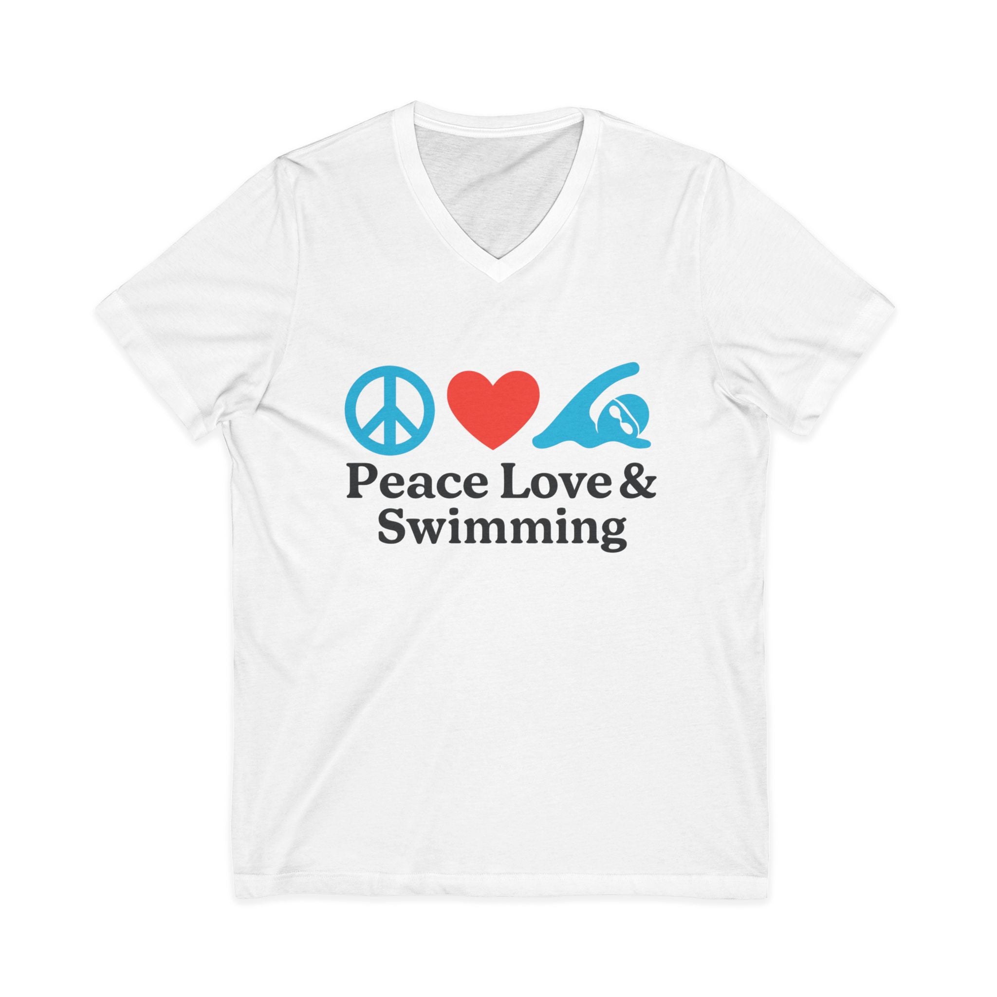Peace Love & Swimming V-Neck Tee