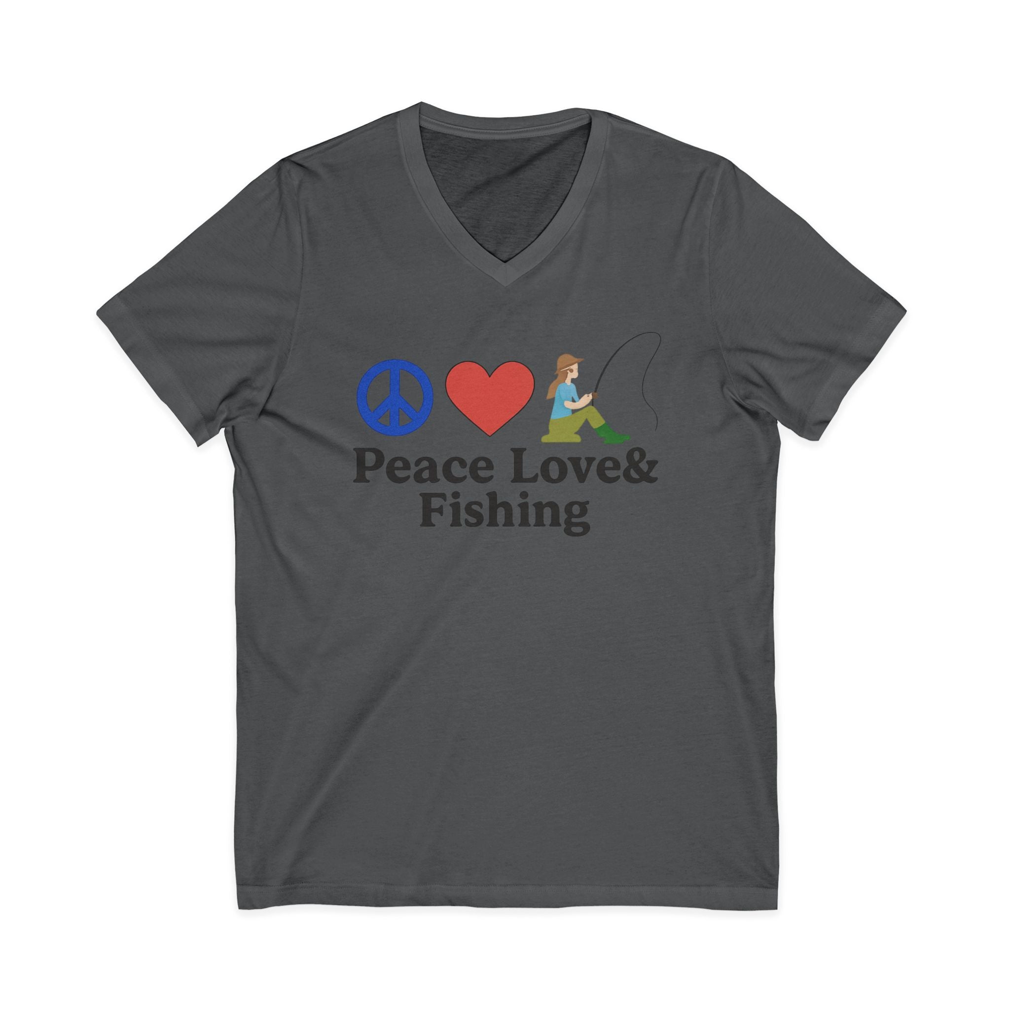 Peace, Love & Fishing V-Neck Tee