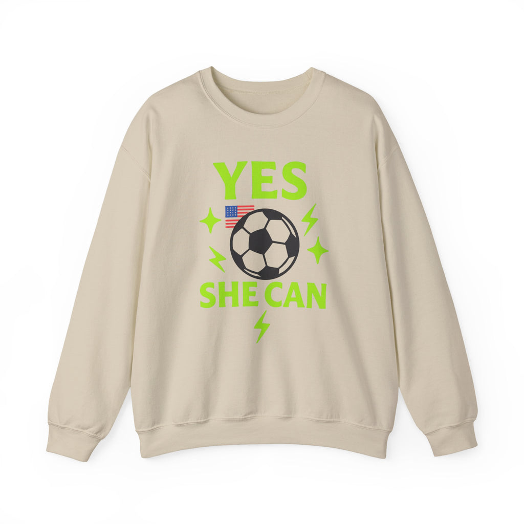 Yes, She Can Soccer Sweatshirt, Unisex Crewneck
