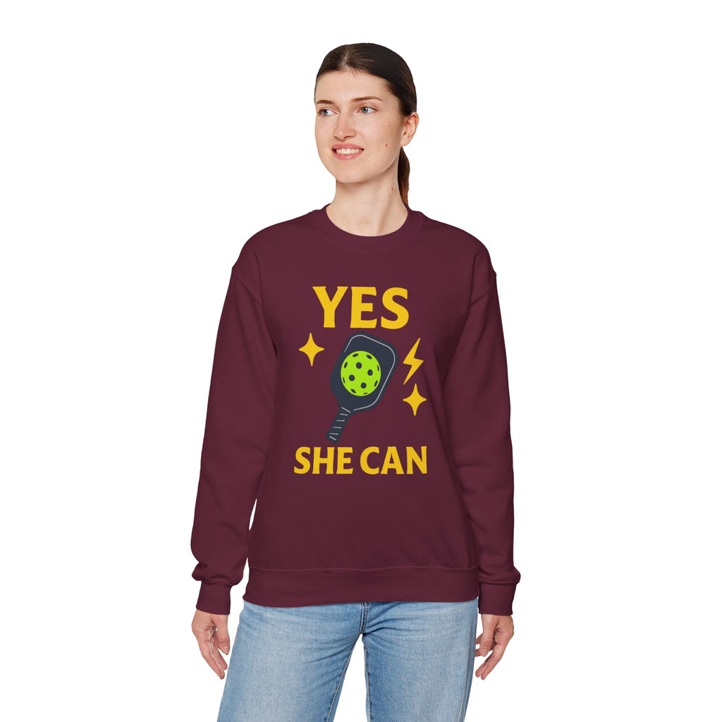 Yes, She Can Pickleball Sweatshirt, Unisex Crewneck