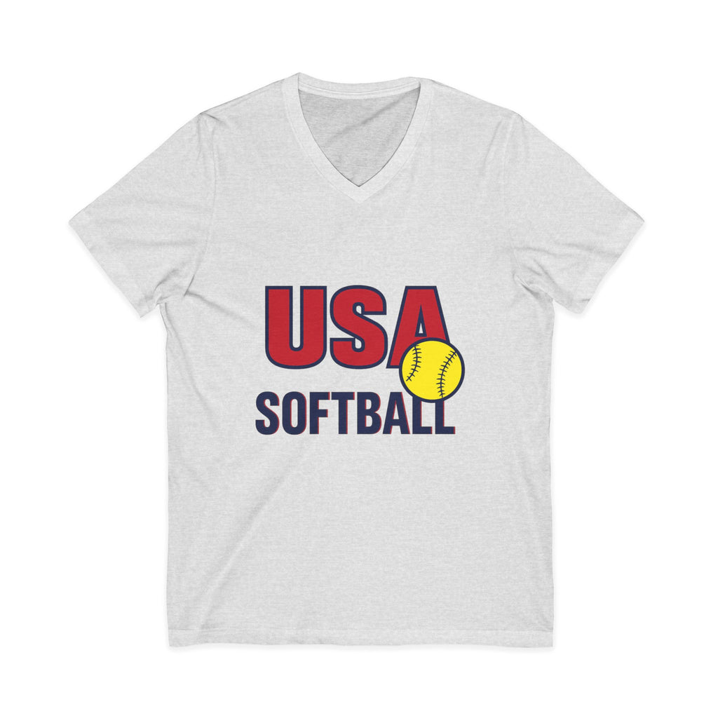 USA Softball V-Neck Tee for Sports Fans