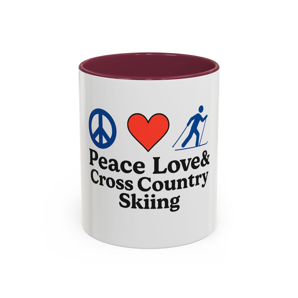 Peace, Love & Cross Country Skiing Mug