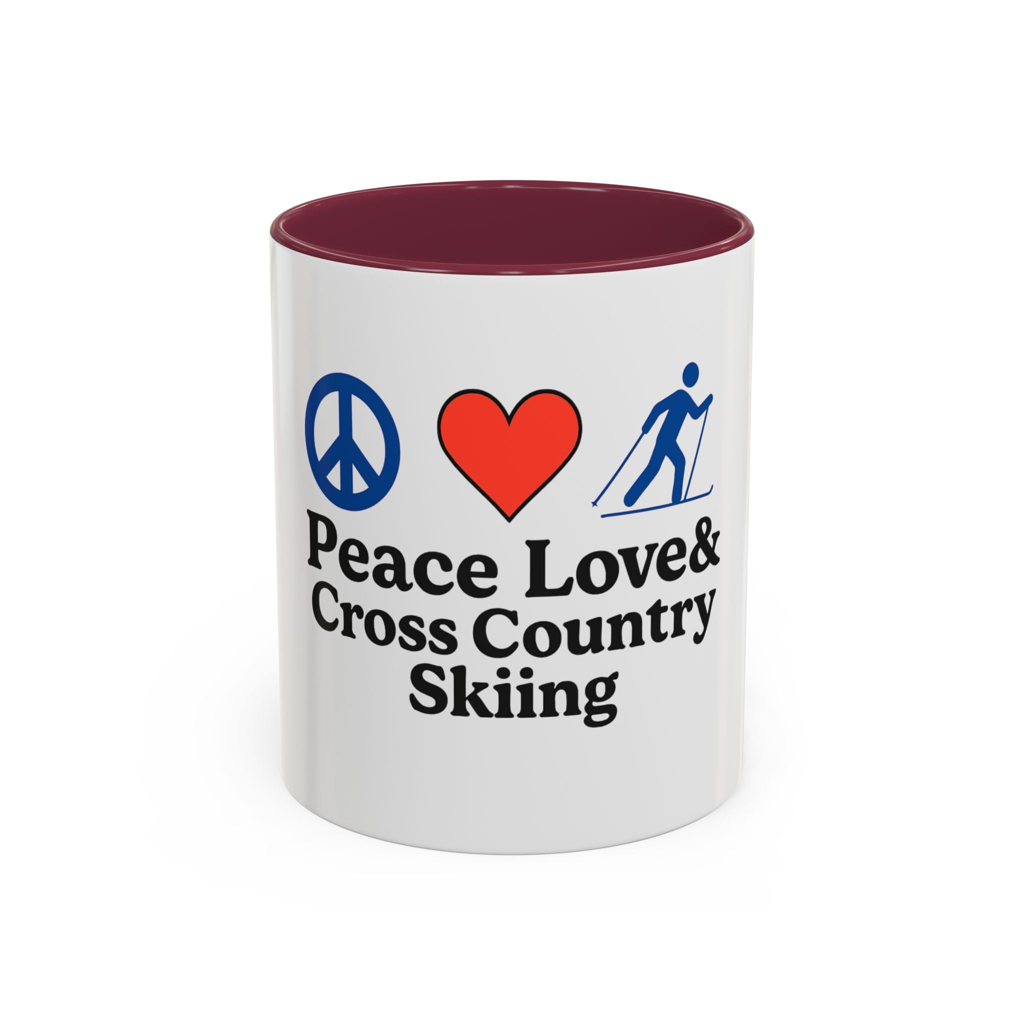 Peace, Love & Cross Country Skiing Mug