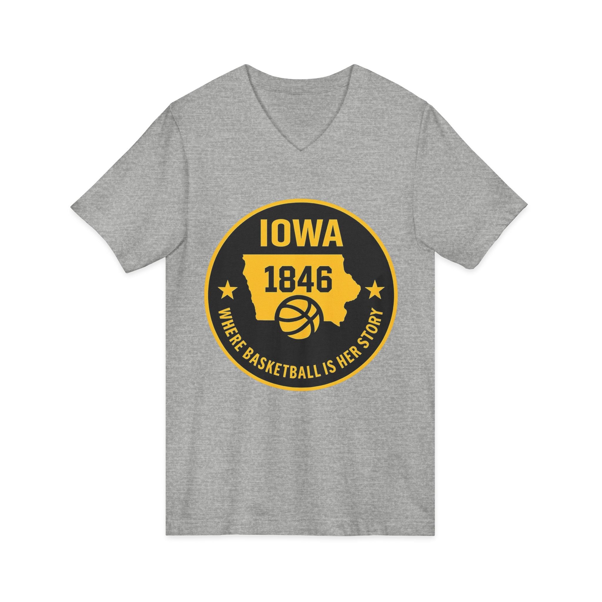 Iowa 1846 Basketball State Emblem V‑Neck Tee