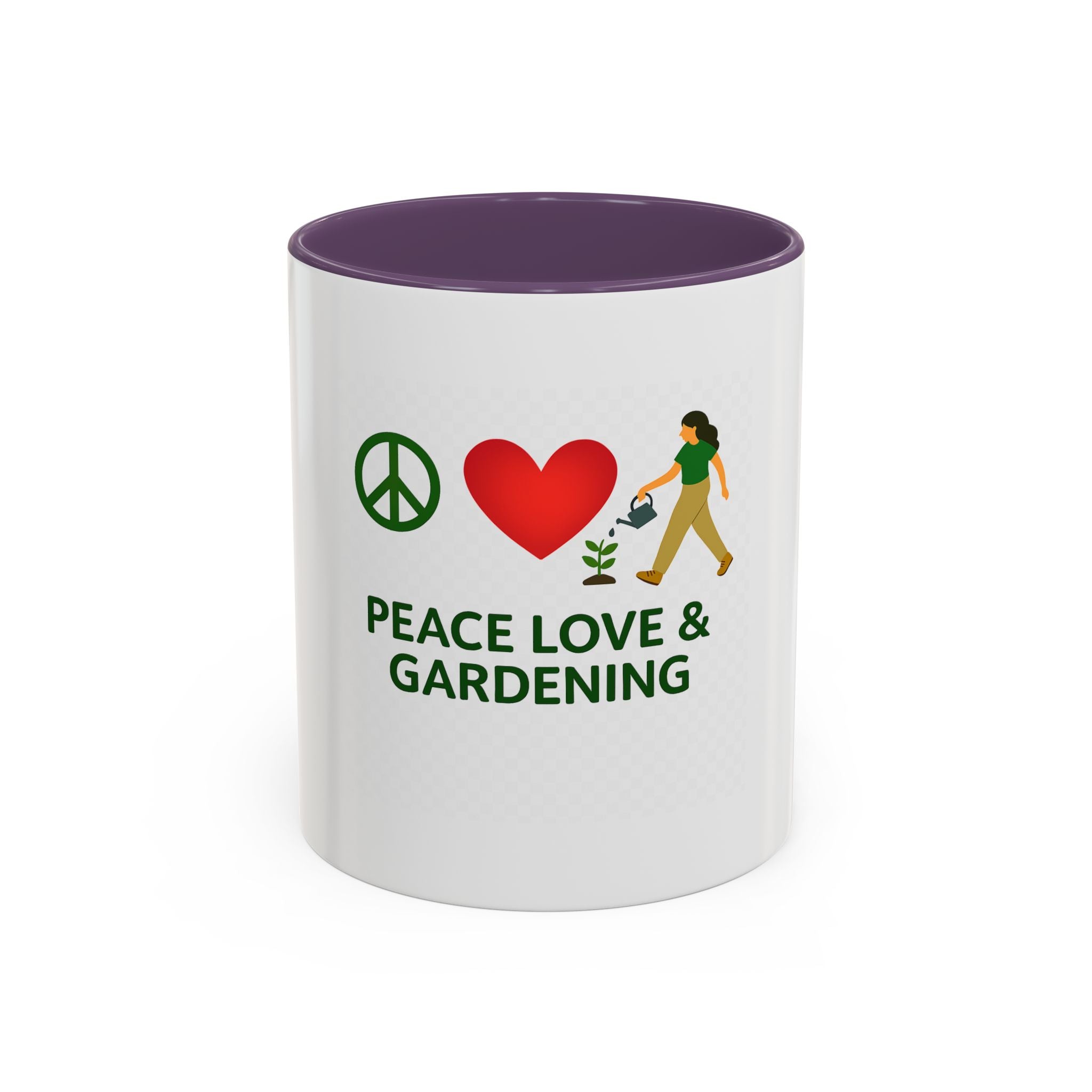 Peace, Love & Gardening Accent Coffee Mug — Gardener Gift (11/15oz)