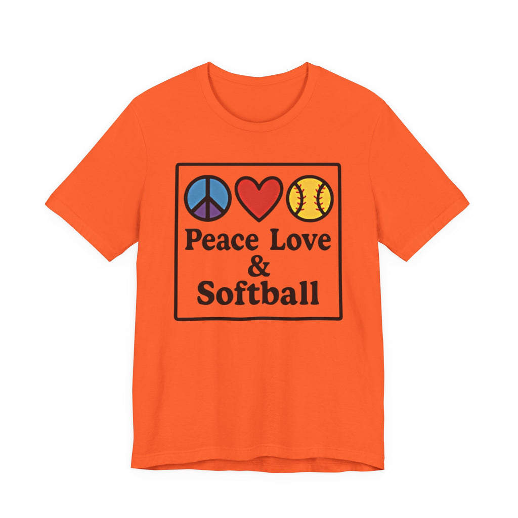 Peace Love & Softball Tee - Unisex Jersey Short Sleeve Shirt