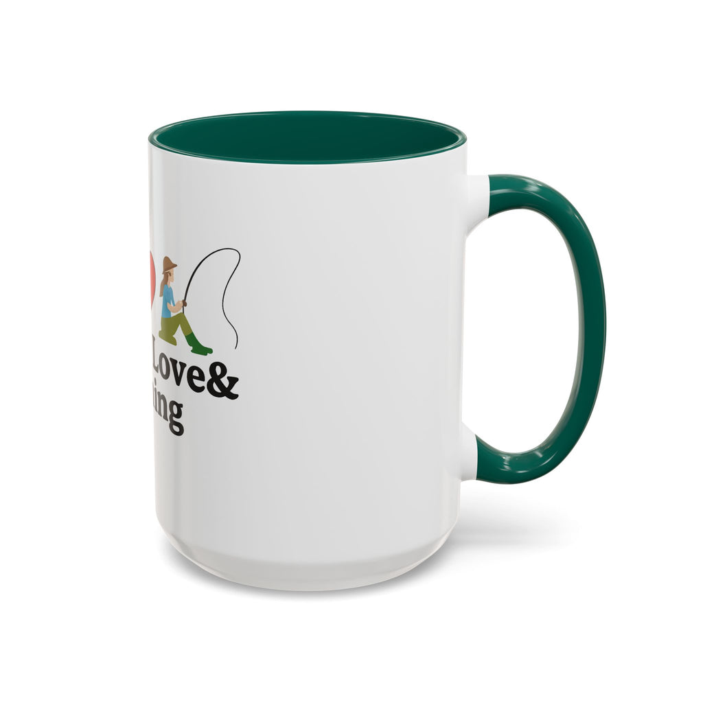 Peace, Love & Fishing Mug - Colorful Ceramic Coffee Cup for Anglers