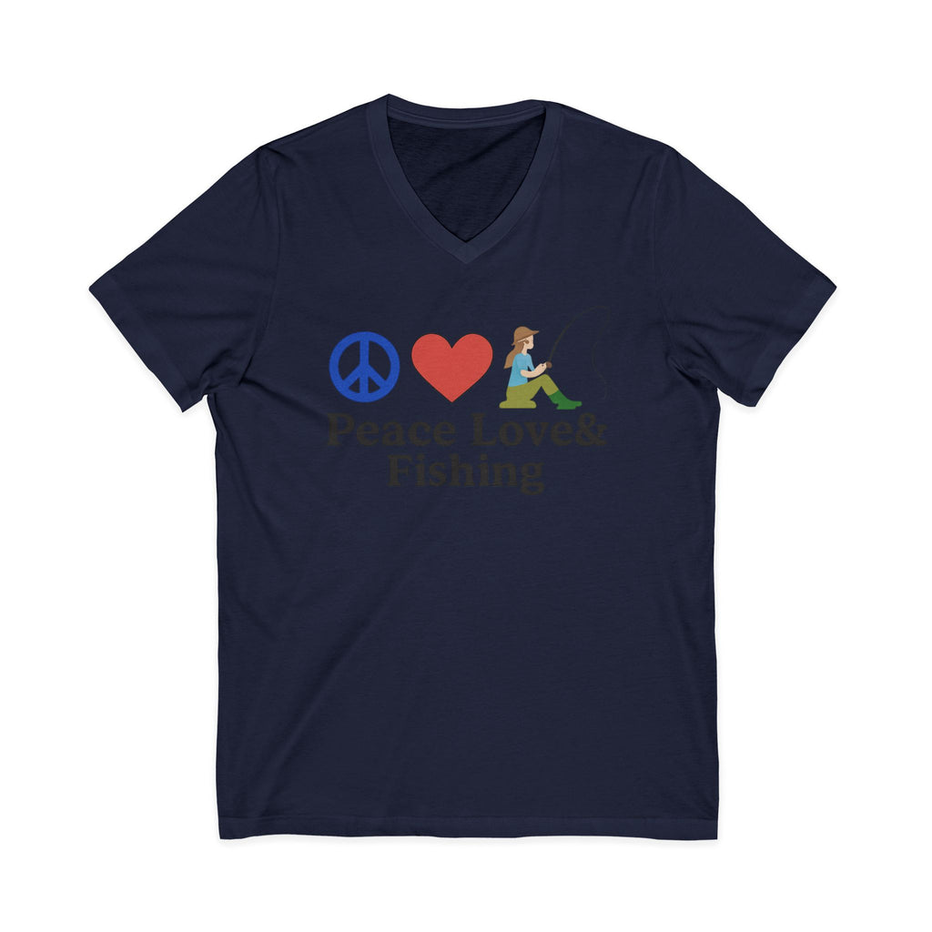 Peace, Love & Fishing V-Neck Tee
