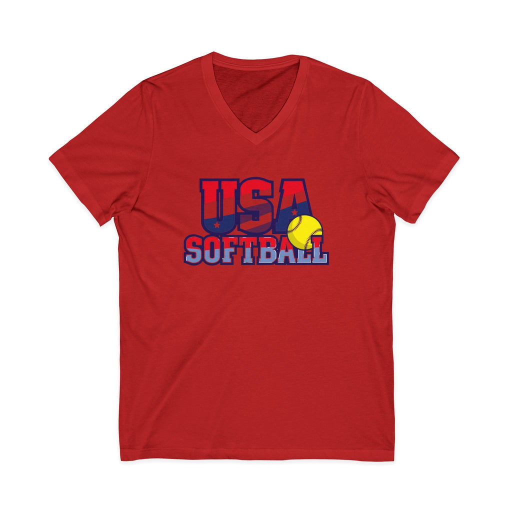 USA Softball V-Neck Tee for Sports Fans