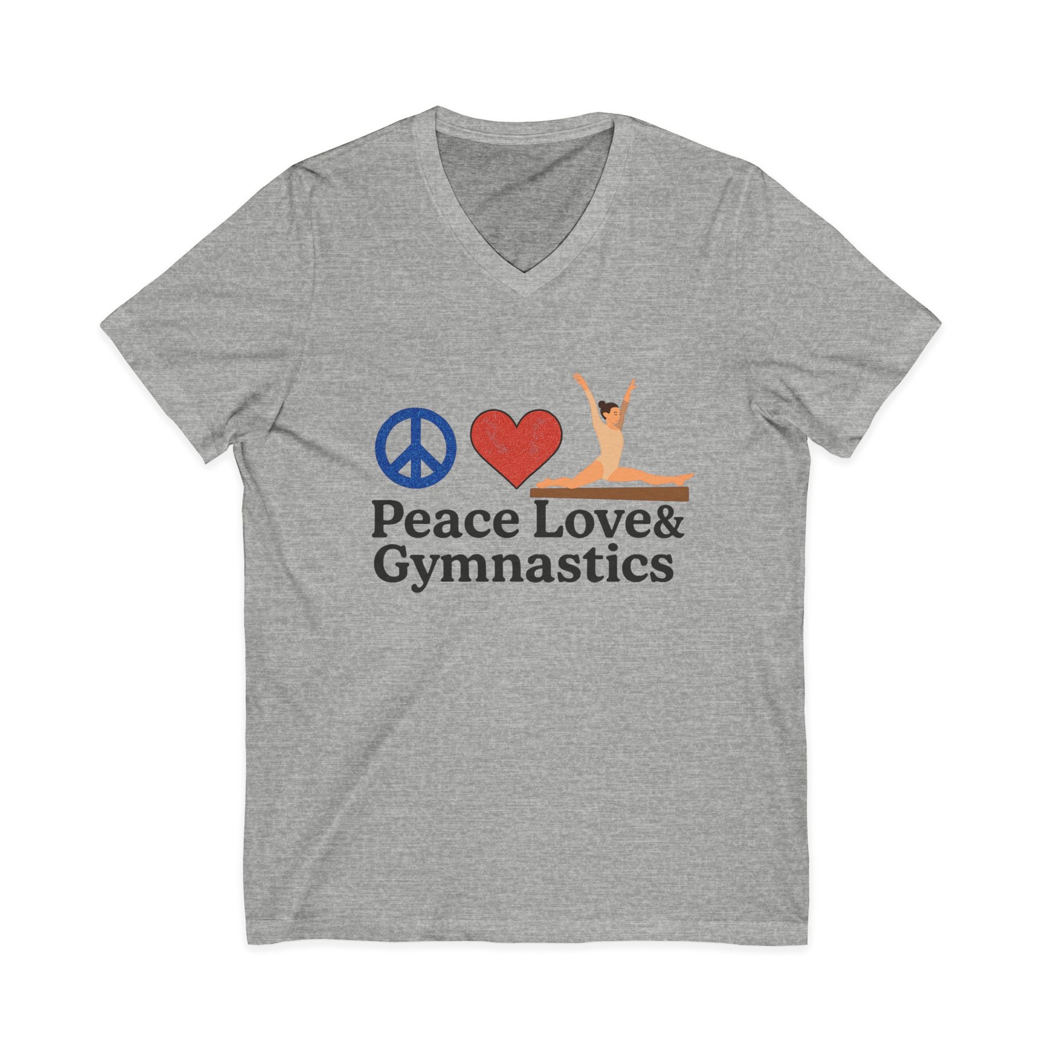 Peace, Love & Gymnastics V-Neck Tee