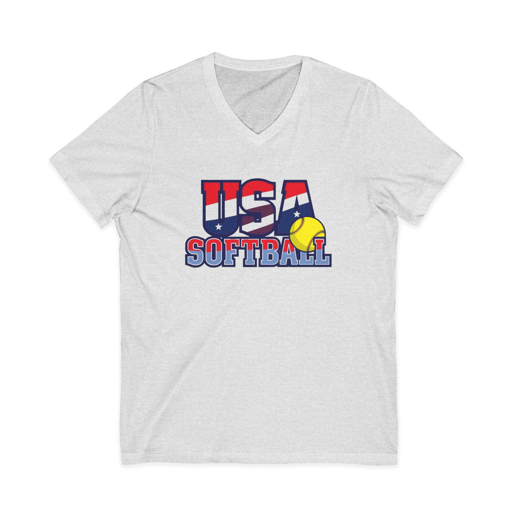 USA Softball V-Neck Tee for Sports Fans