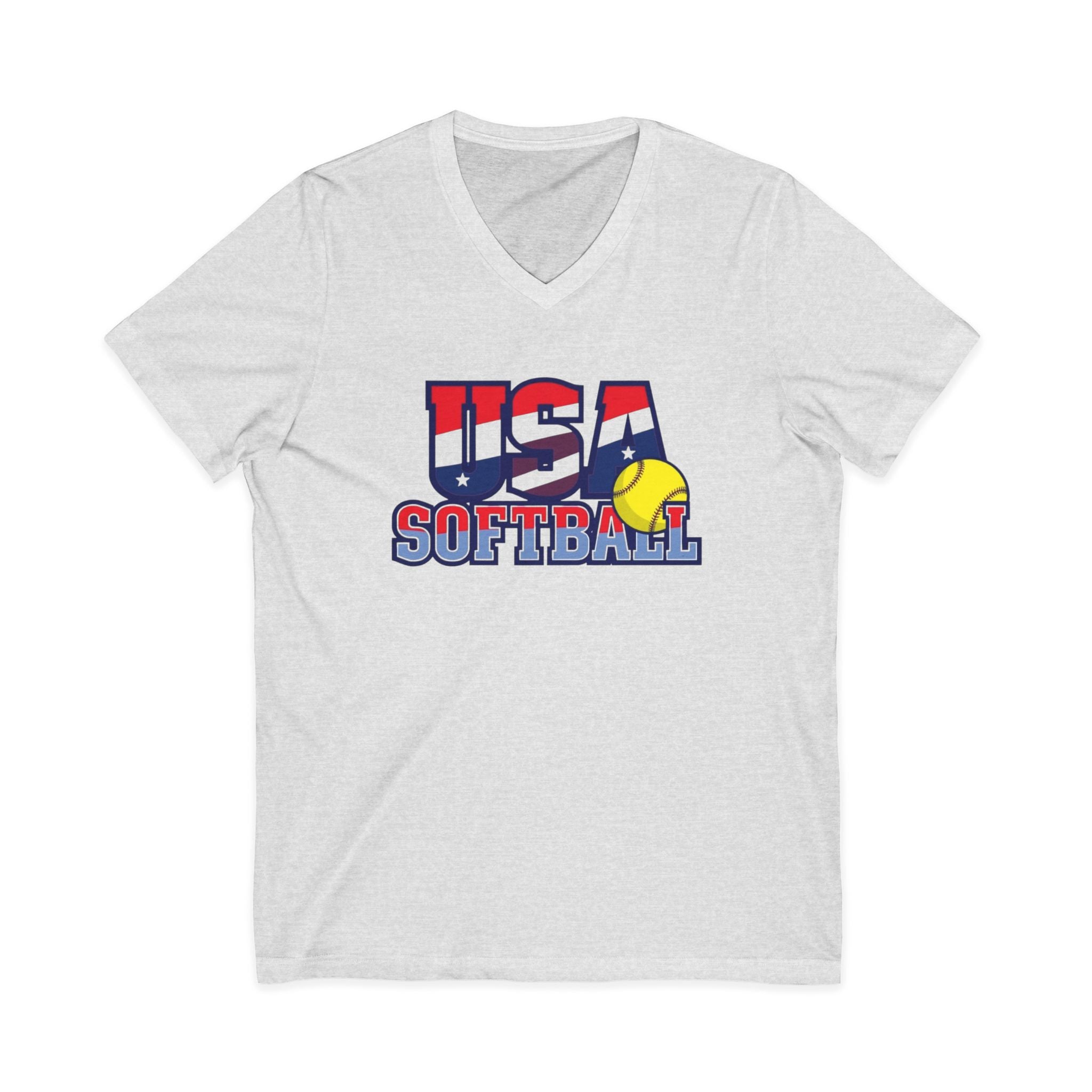 USA Softball V-Neck Tee for Sports Fans