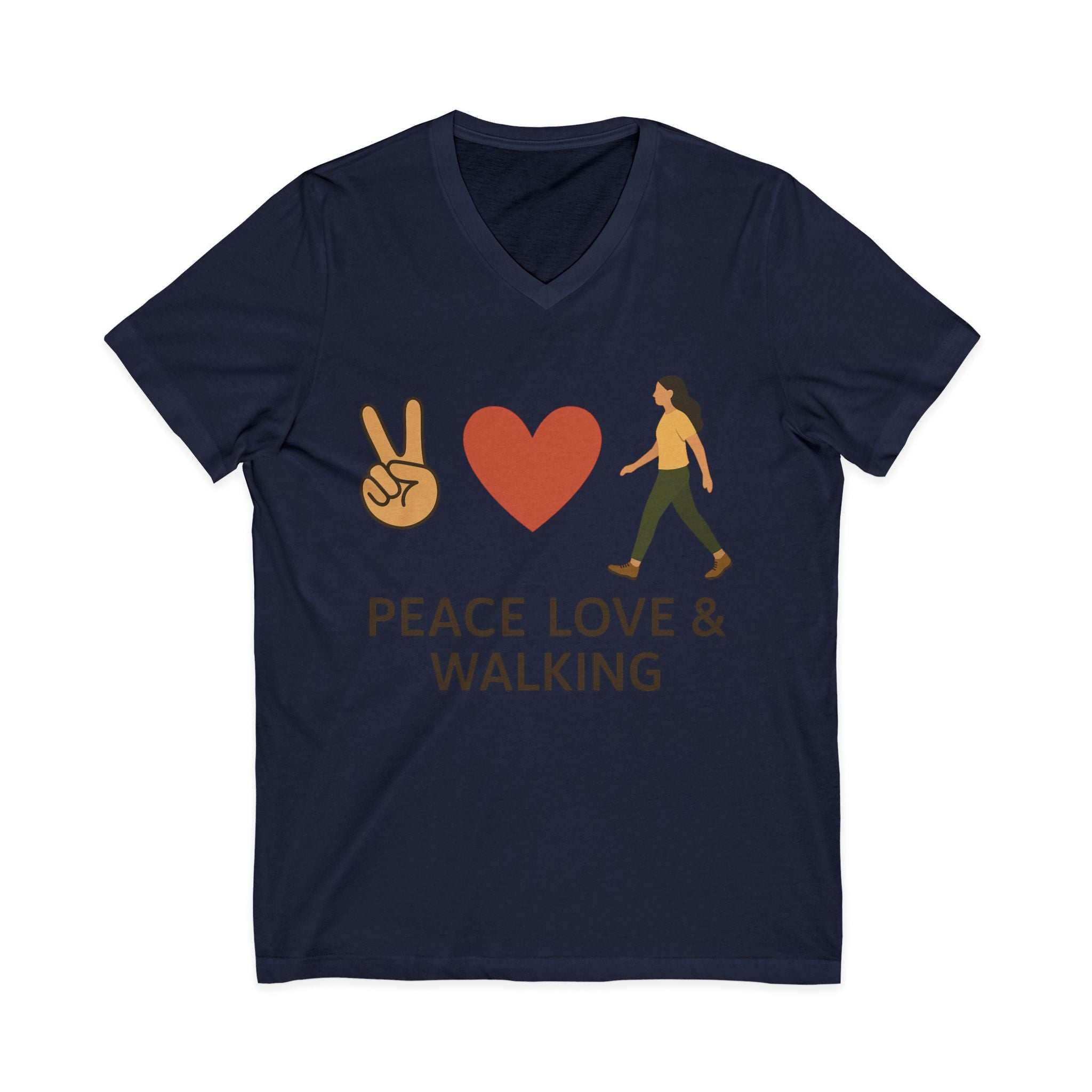 Peace, Love & Walking V-Neck Tee