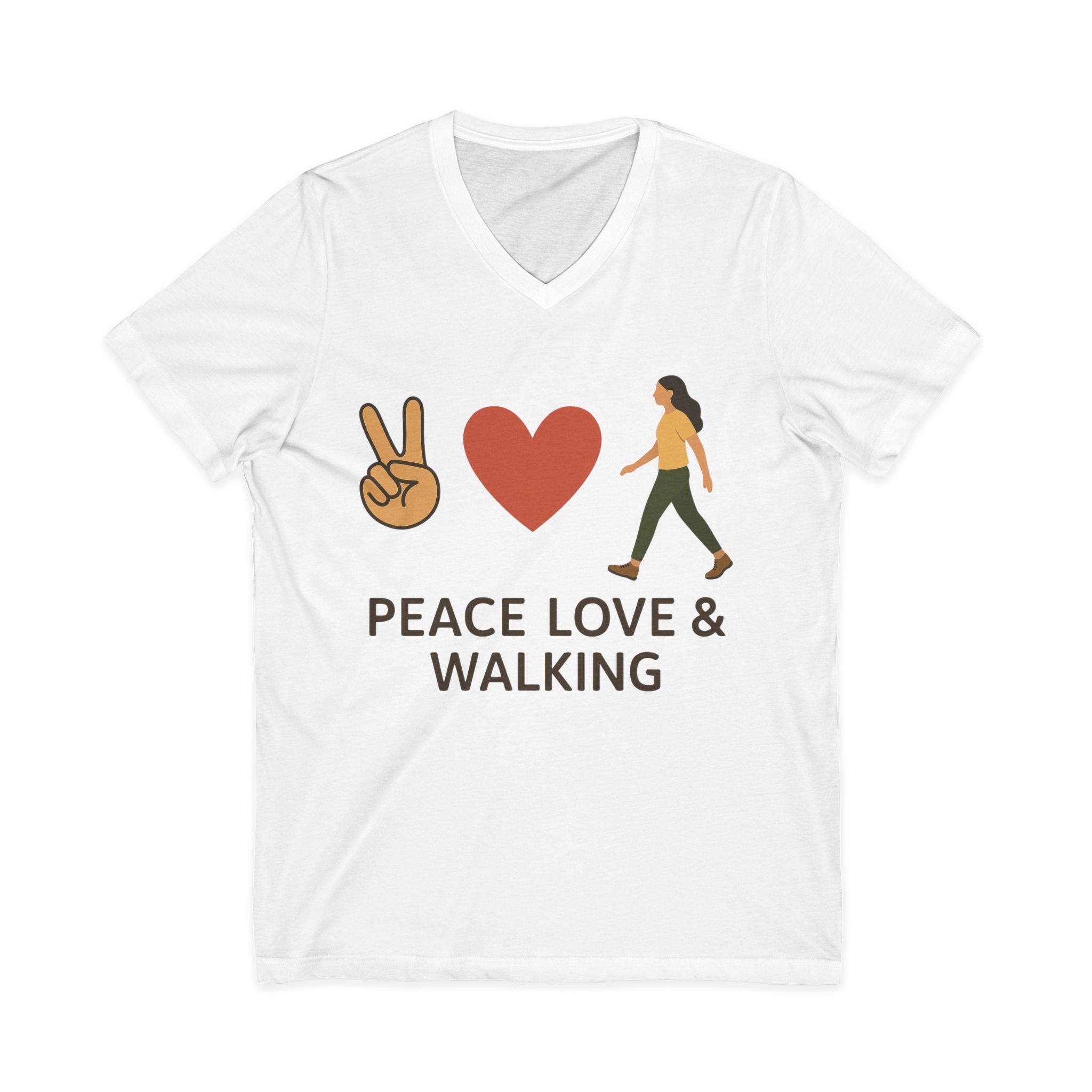 Peace, Love & Walking V-Neck Tee