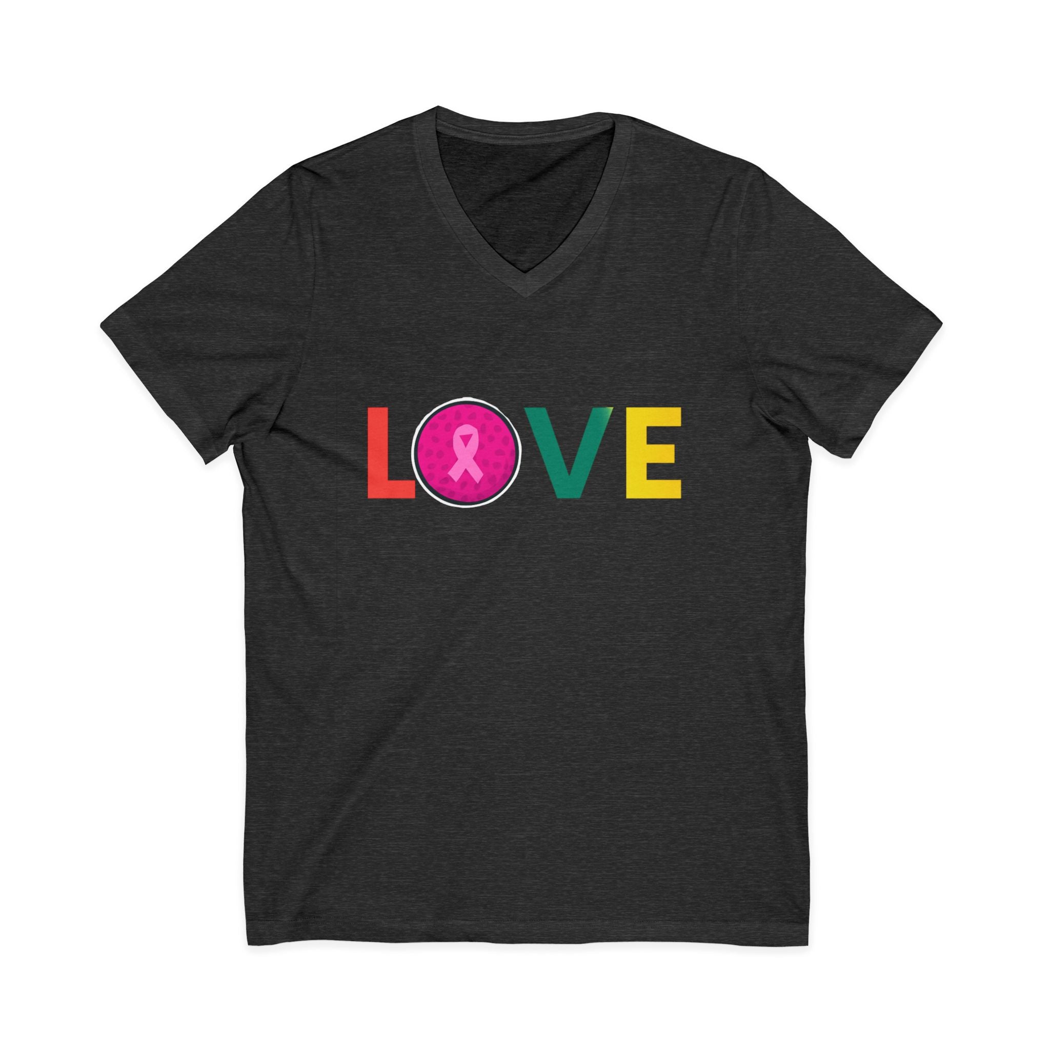 Love V-Neck Tee for Breast Cancer Awareness