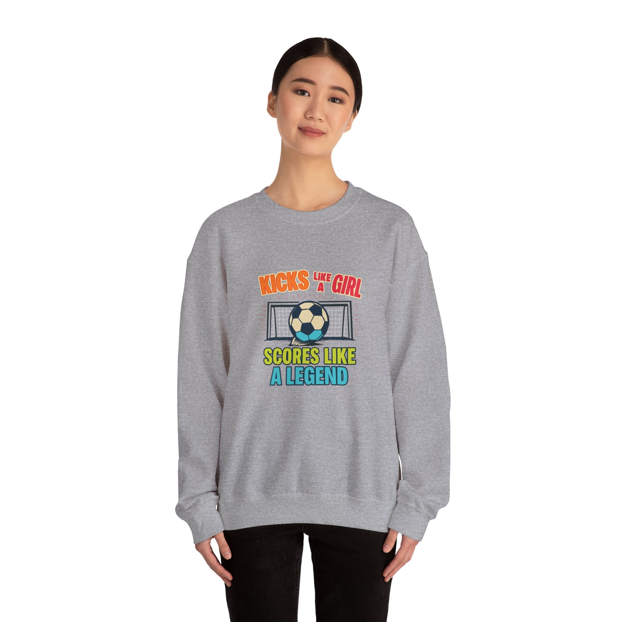 Unisex Soccer Sweatshirt, Kicks Like a Girl
