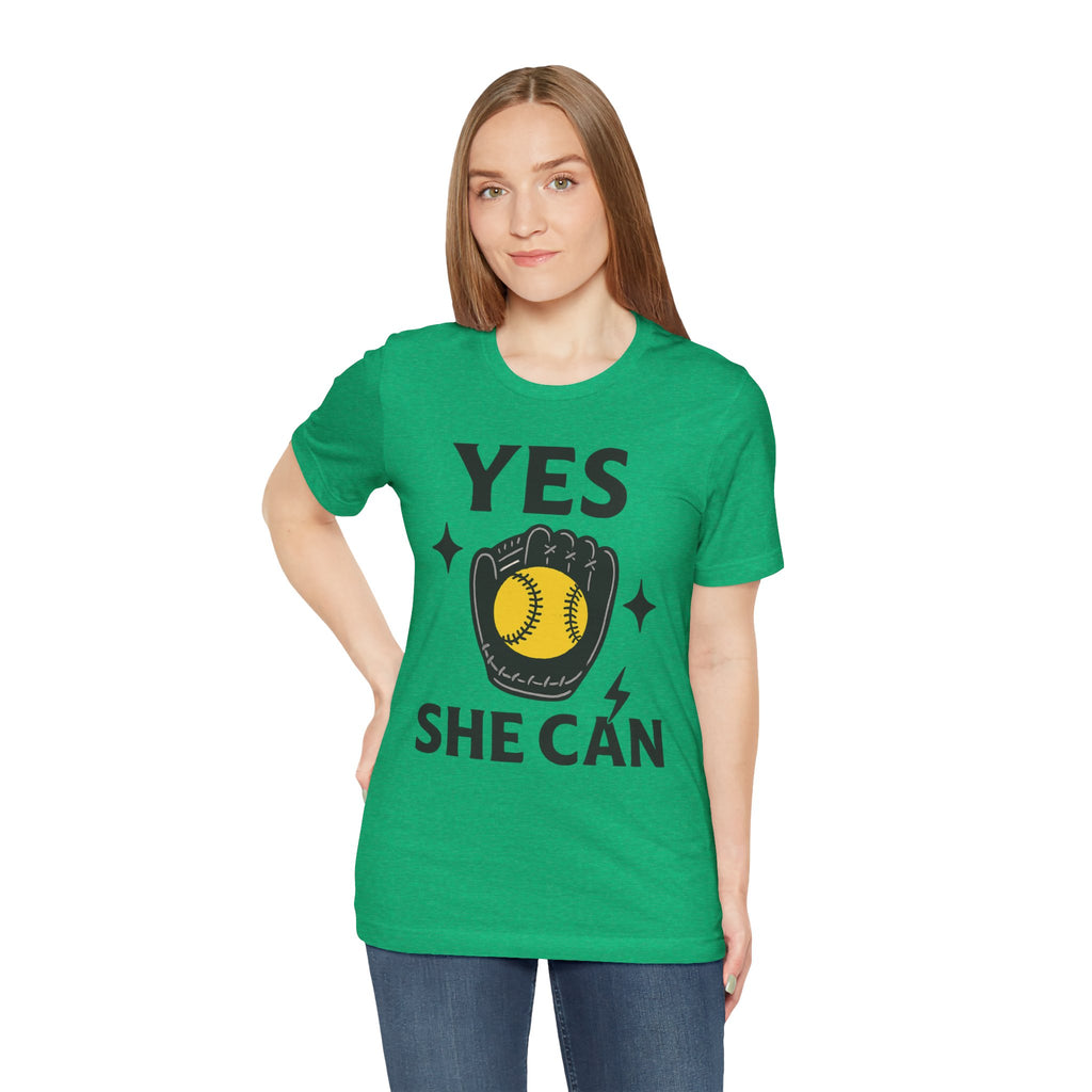Yes, She Can Softball Unisex Tee