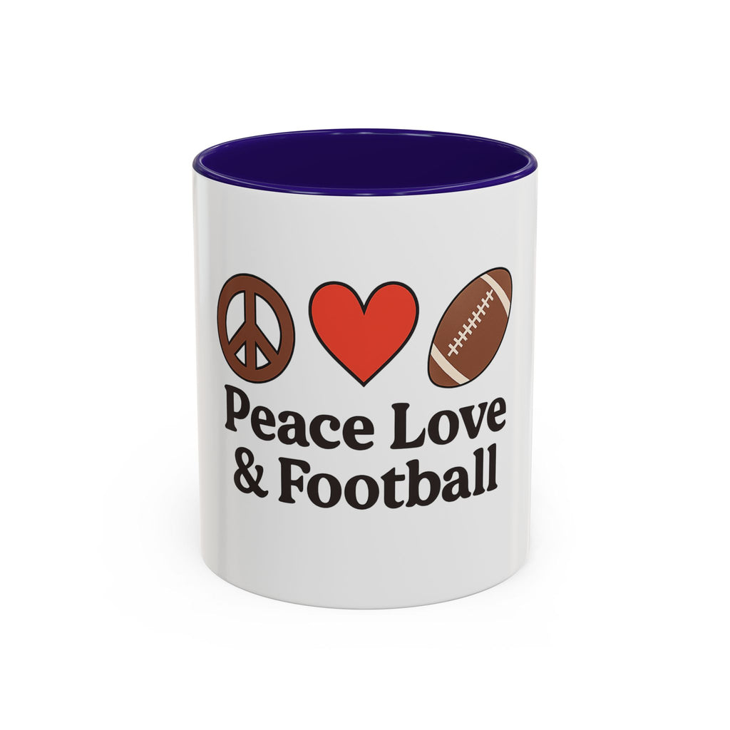 Peace, Love & Football Mug - Colorful Ceramic Drinkware for Sports Lovers