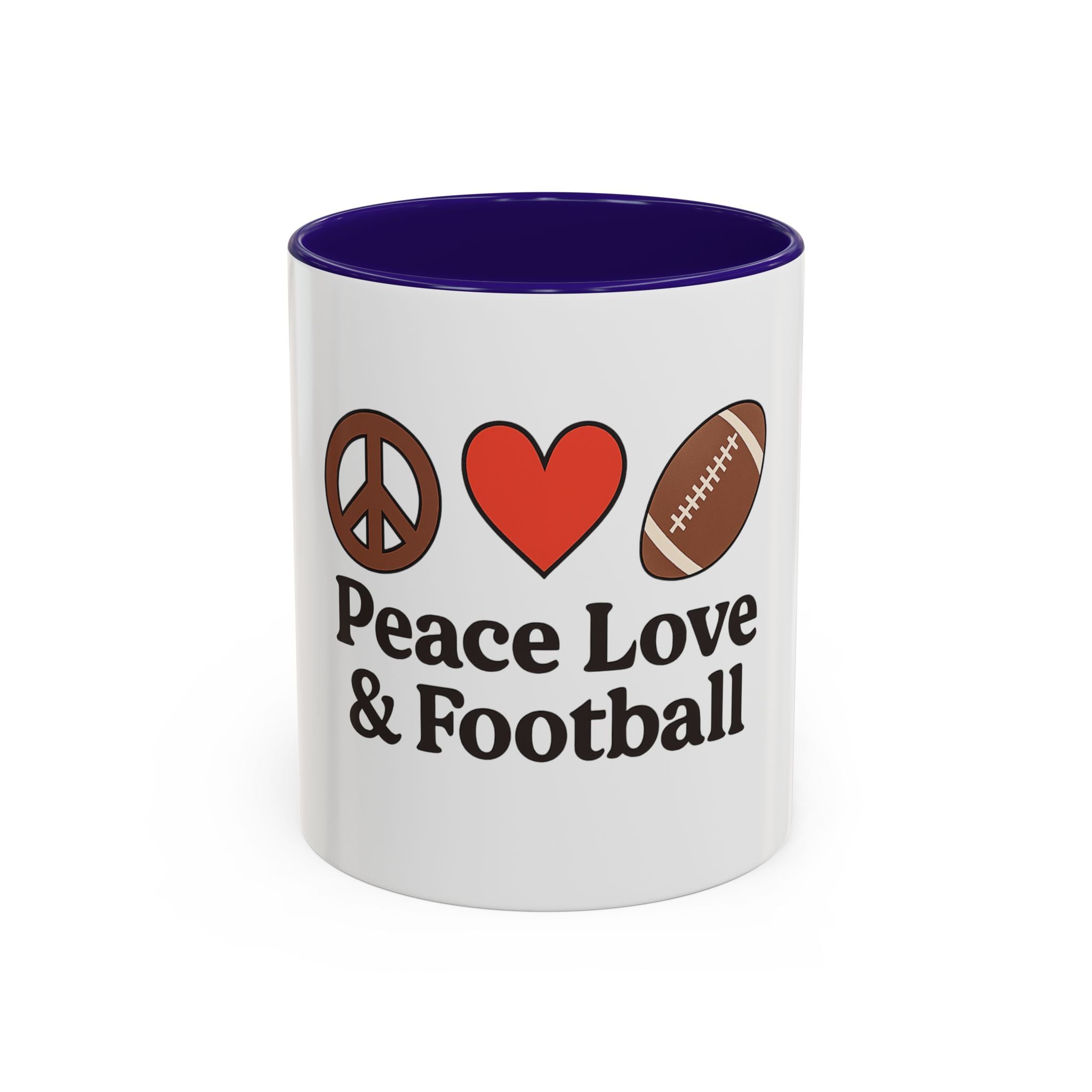 Peace, Love & Football Mug - Colorful Ceramic Drinkware for Sports Lovers