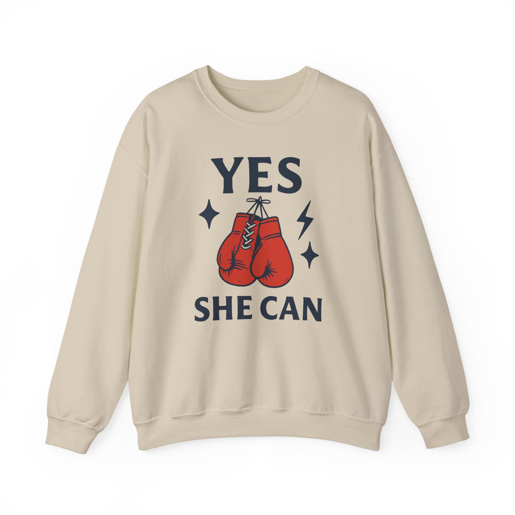 Yes, She Can Boxing Sweatshirt, Unisex Crewneck