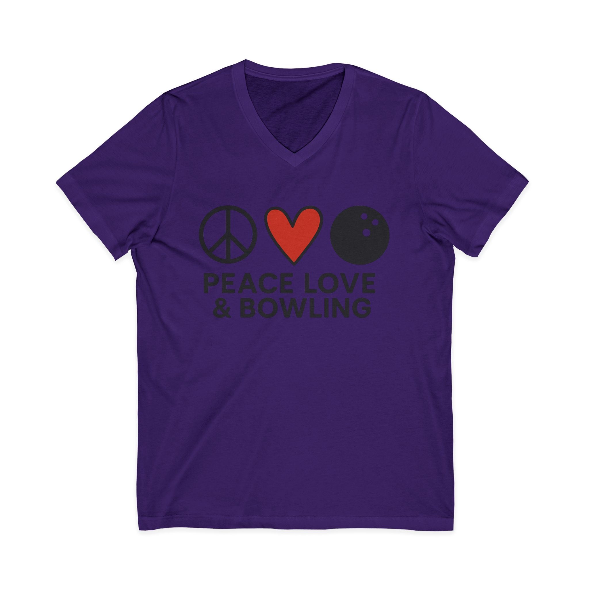 Peace, Love & Bowling V-Neck Tee