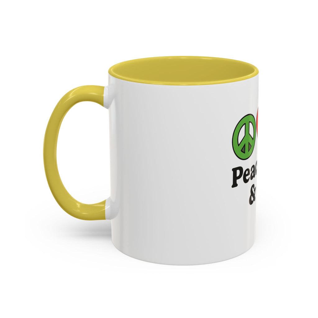 Peace, Love & Golf Mug - Colorful Ceramic Coffee Cup for Golf Lovers