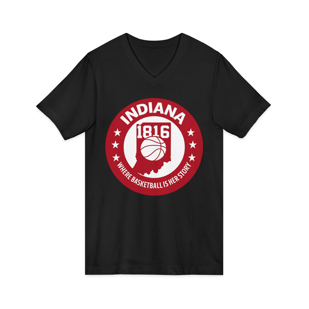 Indiana 1816 Basketball State Tee — Where Basketball Is Her Story V-Neck