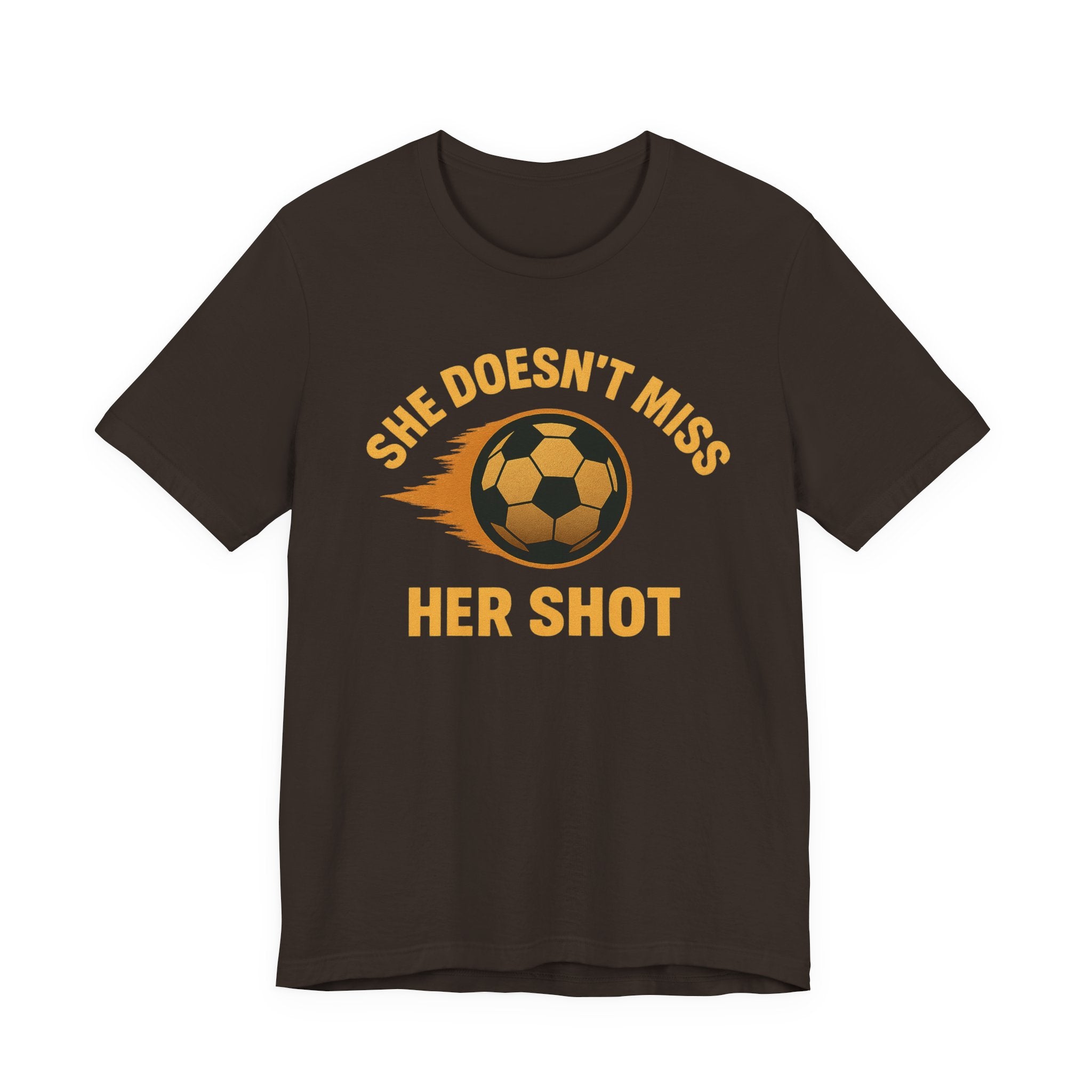 Soccer Motivational Tee - She Doesn't Miss Her Shot