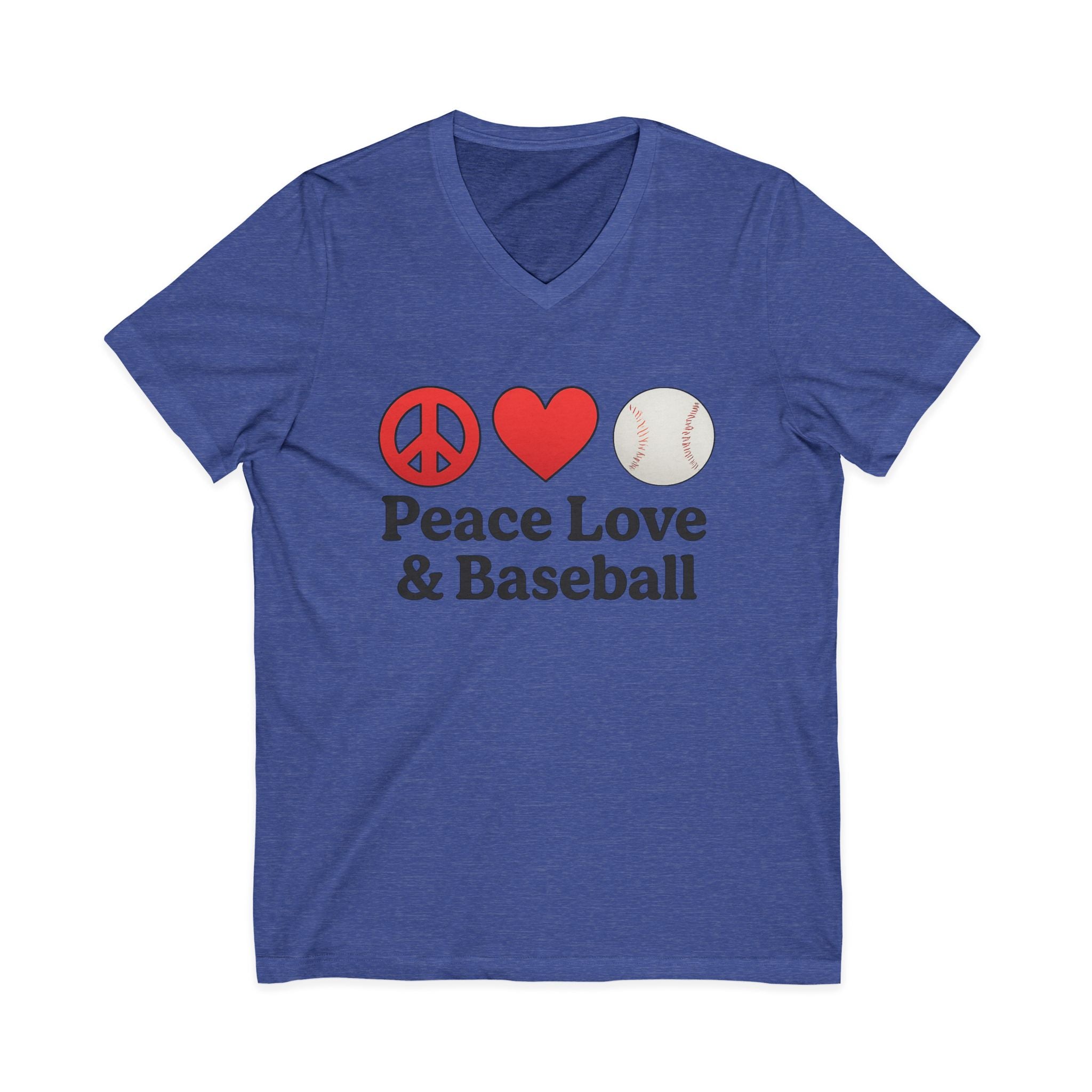Peace Love & Baseball V-Neck Tee