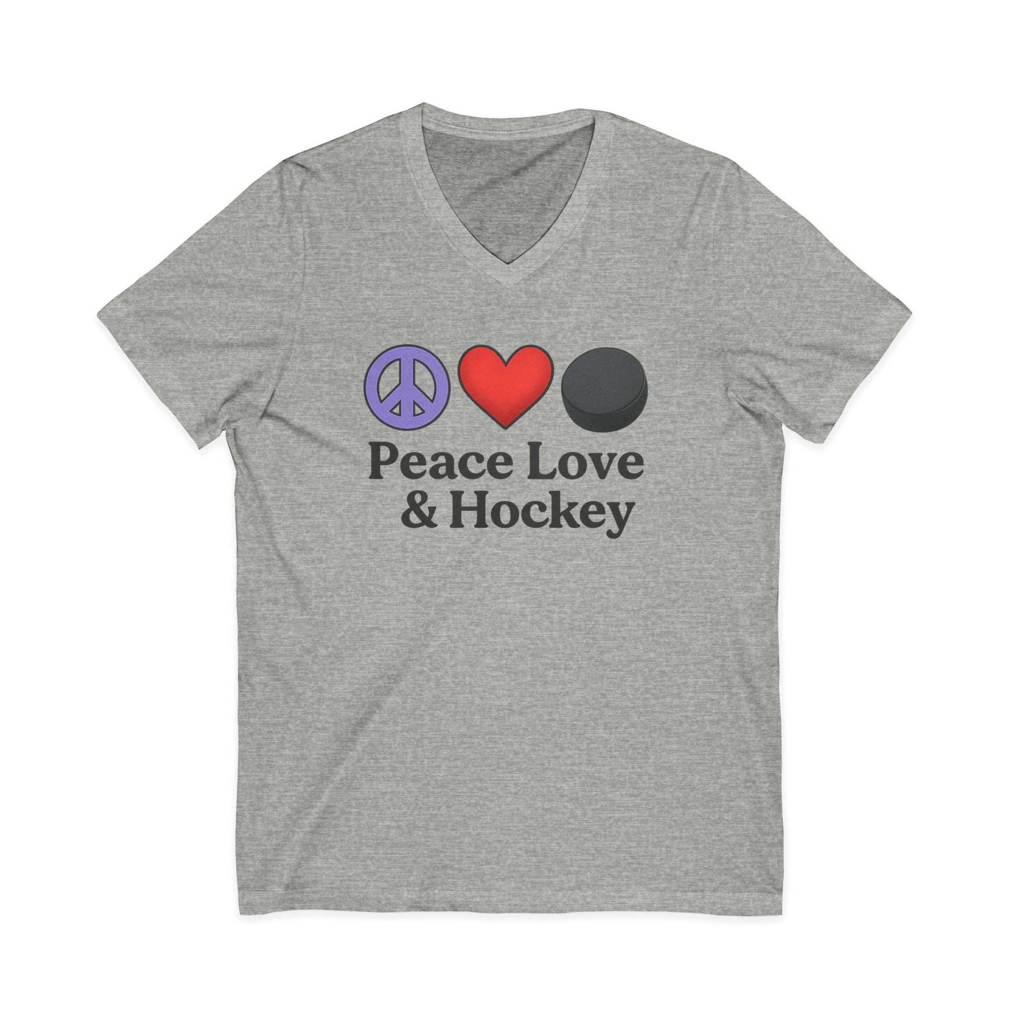 Peace Love & Hockey V-Neck Tee