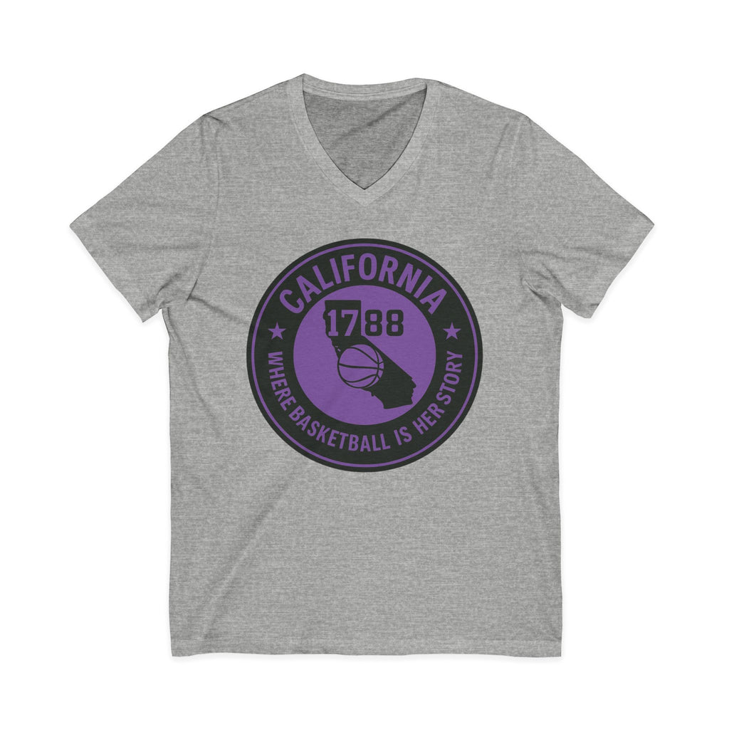 California Basketball Herstory V-Neck Tee
