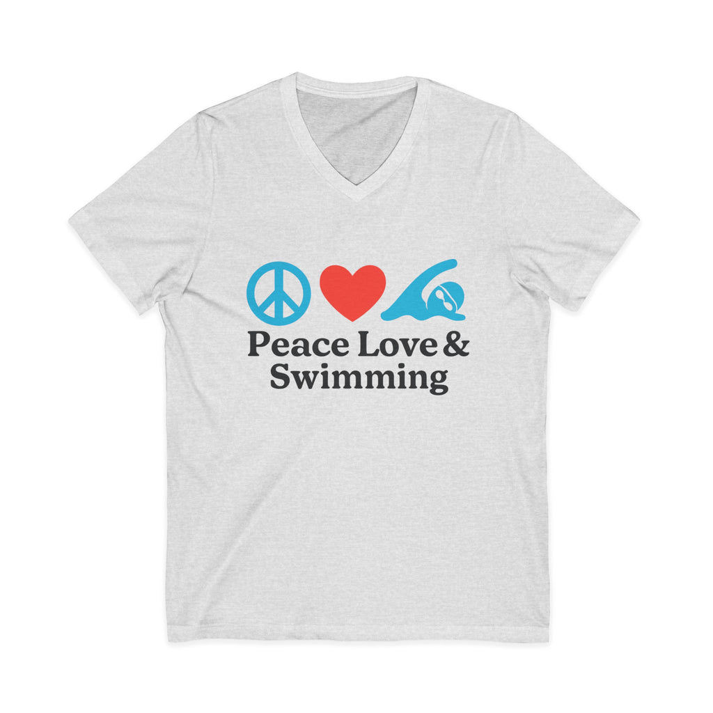 Peace Love & Swimming V-Neck Tee