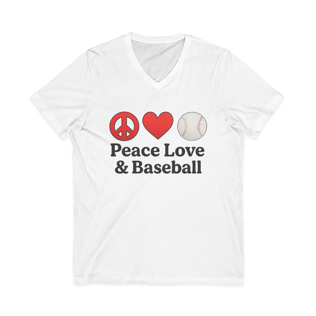 Peace Love & Baseball V-Neck Tee