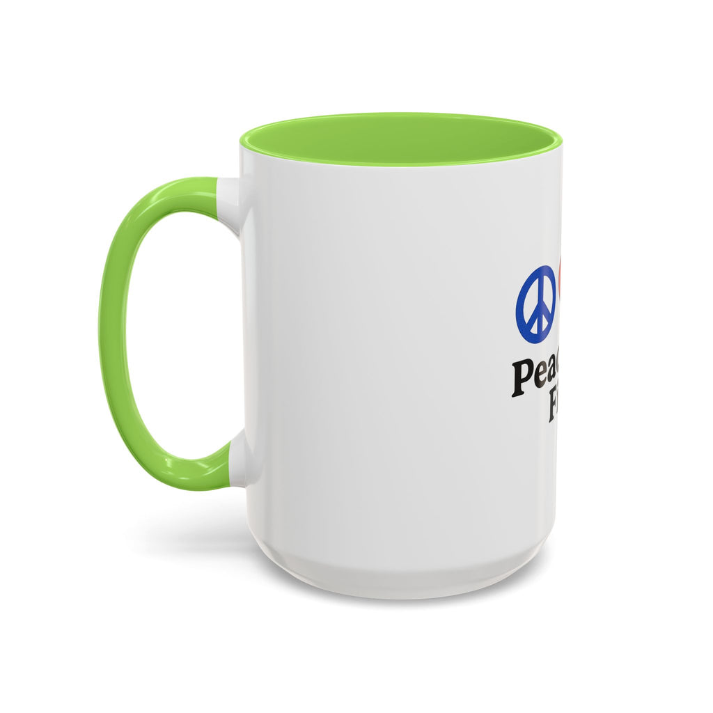 Peace, Love & Fishing Mug - Colorful Ceramic Coffee Cup for Anglers
