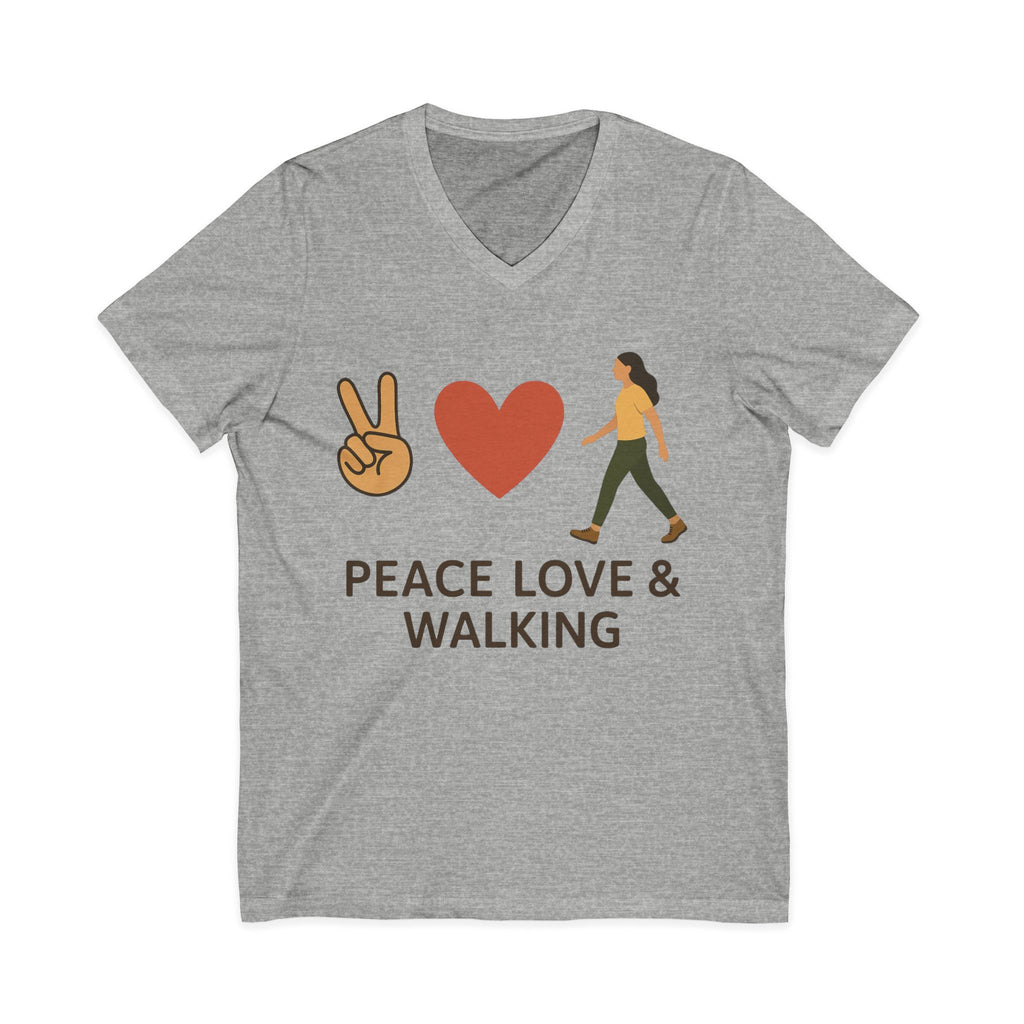 Peace, Love & Walking V-Neck Tee