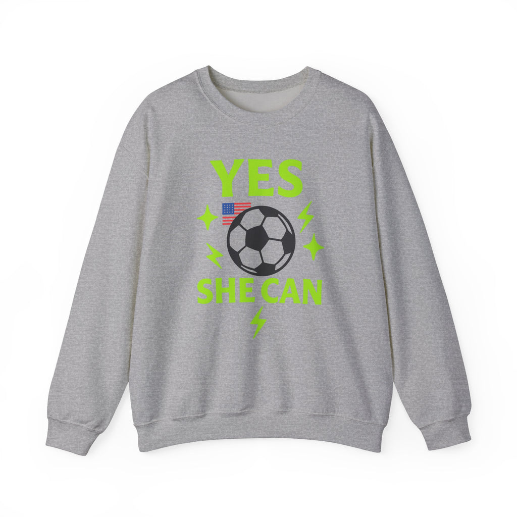 Yes, She Can Soccer Sweatshirt, Unisex Crewneck