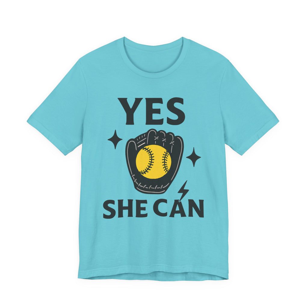 Yes, She Can Softball Unisex Tee