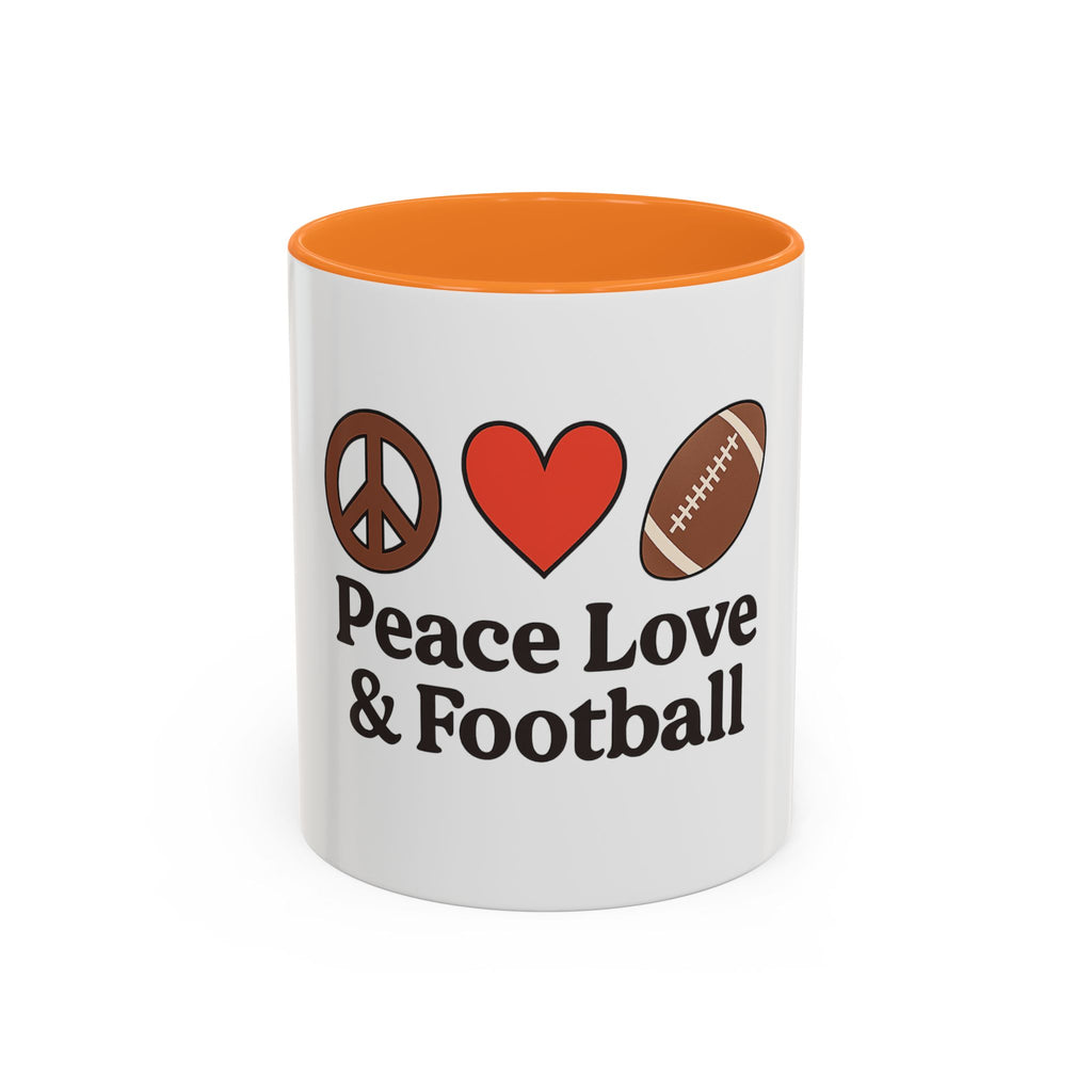 Peace, Love & Football Mug - Colorful Ceramic Drinkware for Sports Lovers