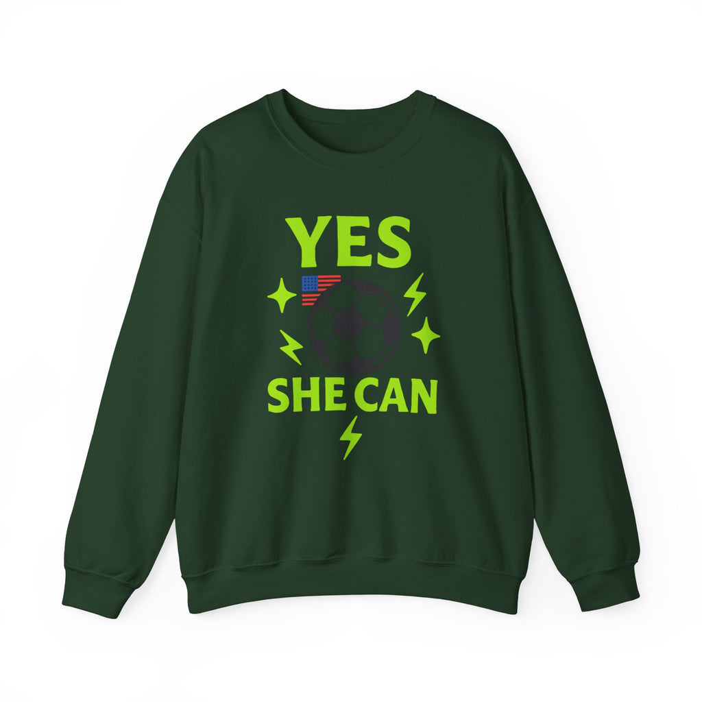 Yes, She Can Soccer Sweatshirt, Unisex Crewneck
