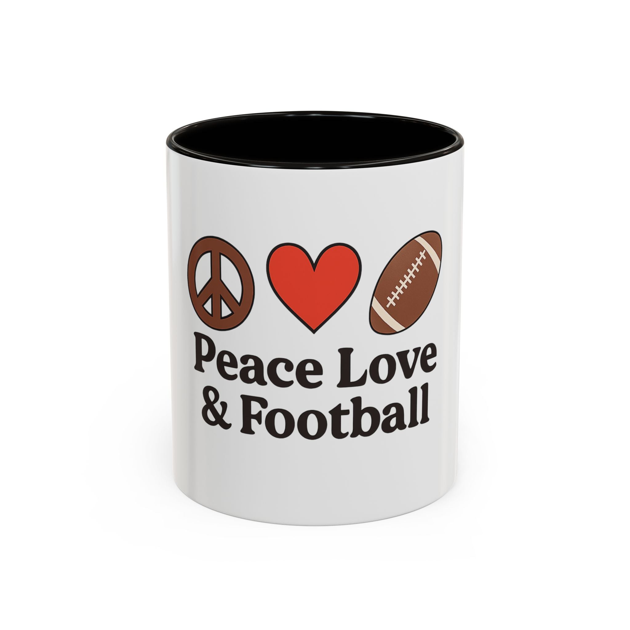 Peace, Love & Football Mug - Colorful Ceramic Drinkware for Sports Lovers