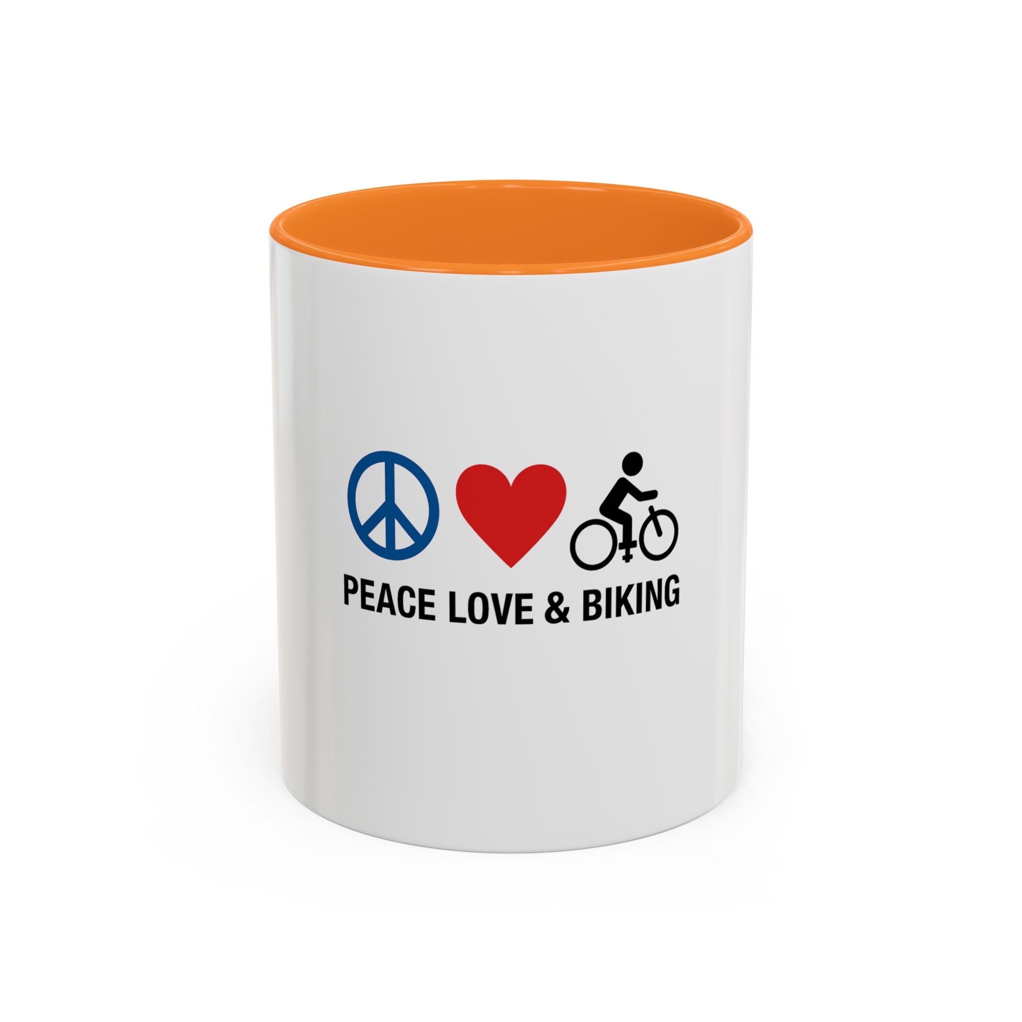 Peace Love Biking Mug - Colorful 11oz & 15oz Coffee Cup