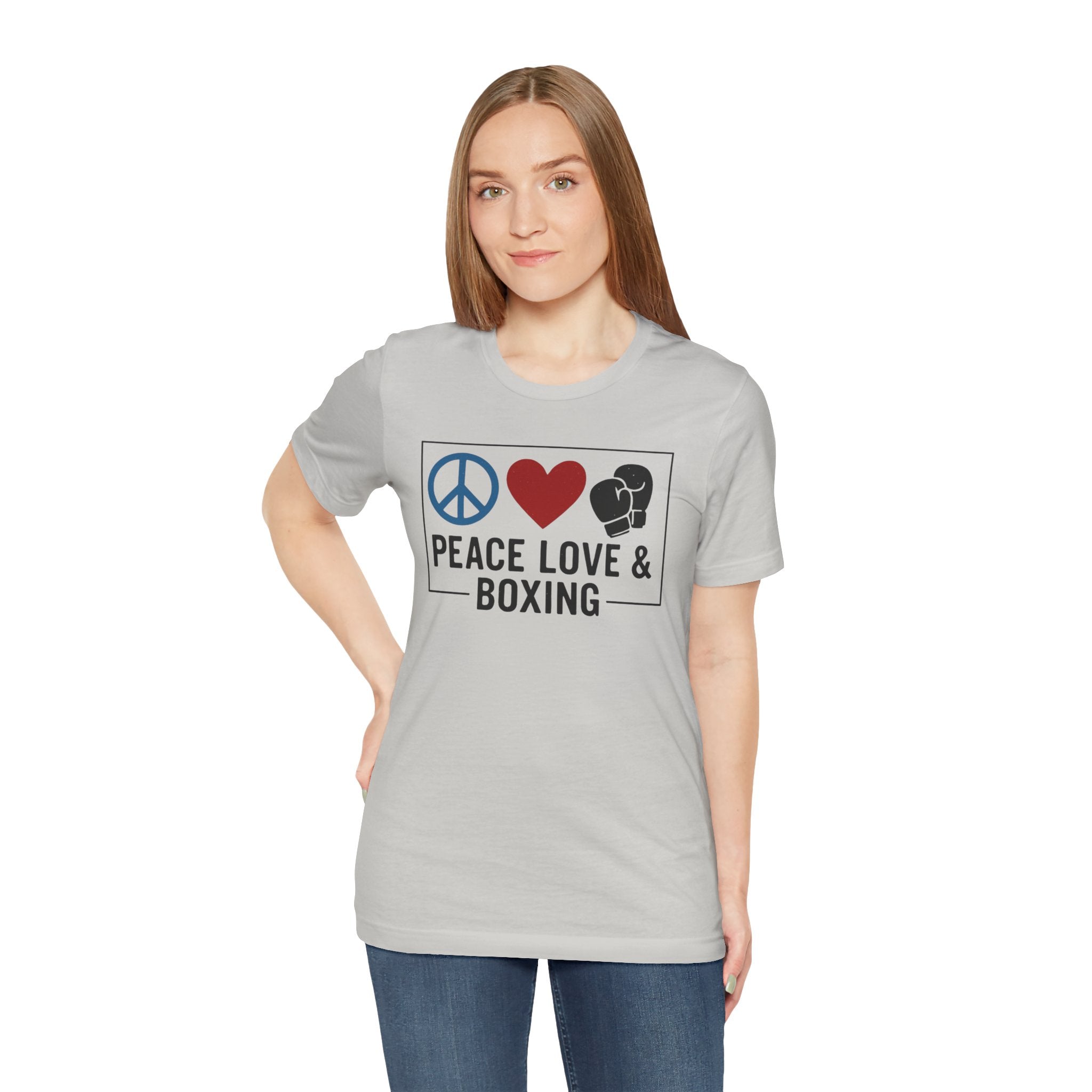 Unisex Jersey Short Sleeve Tee - Peace Love & Boxing T-Shirt